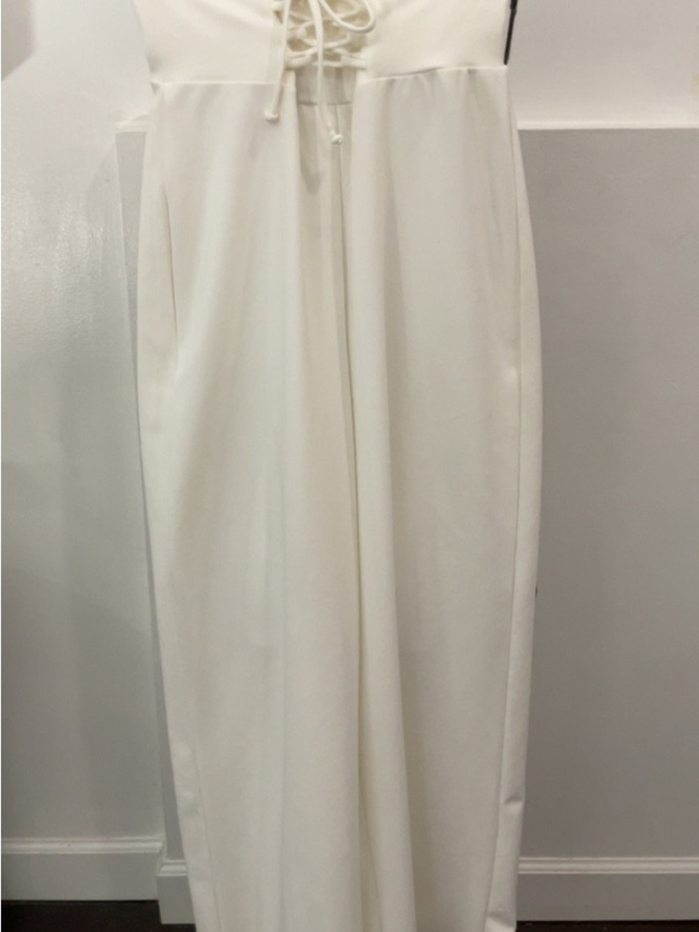 Lace-Up Ivory Wide Leg Dressy Pants/Palazo